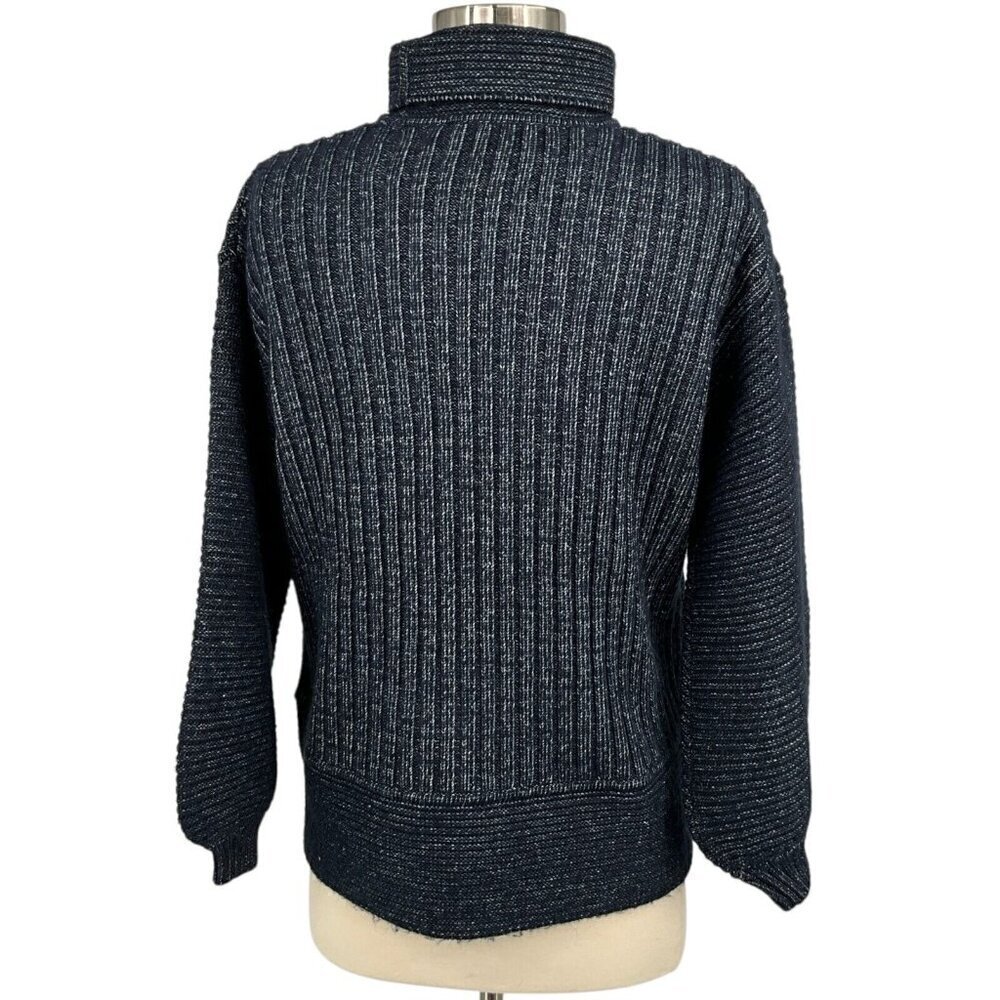 Toccin Turtleneck Sweater Navy Size S Pullover Long Sleeve Ribbed - Picture 5 of 8